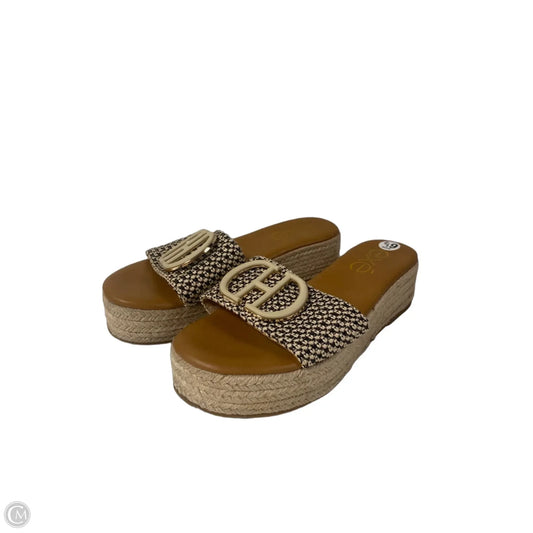 Sandals Heels Platform By Clothes Mentor In Black & Cream, Size: 6.5