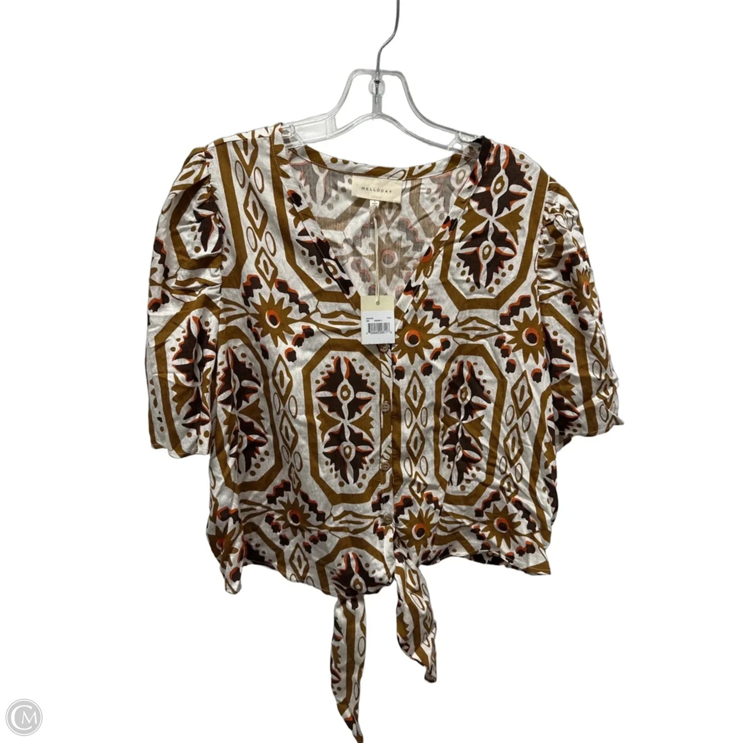 Top Short Sleeve By Melloday In Brown, Size: L
