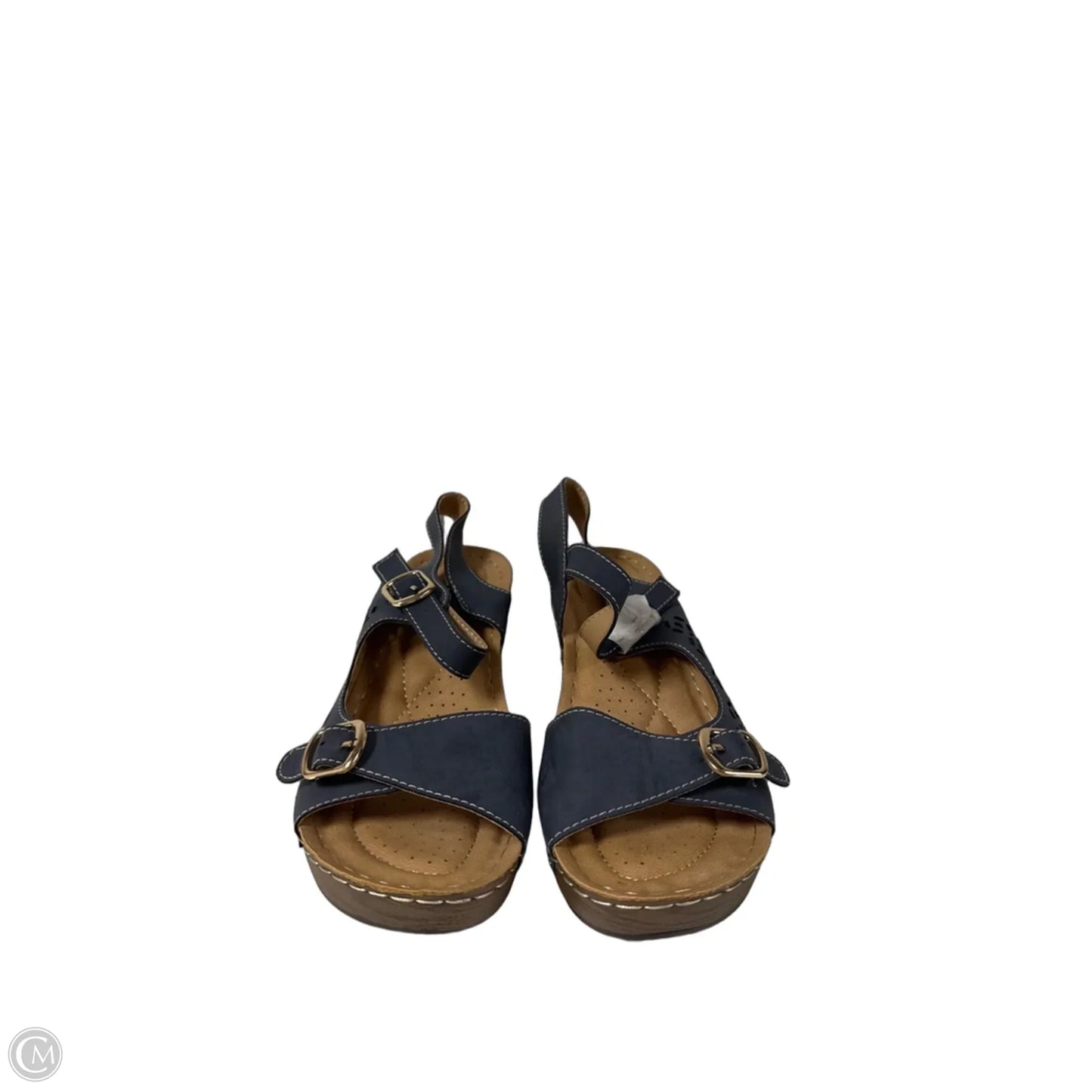 Sandals Heels Wedge By Spring Step In Blue, Size: 6.5
