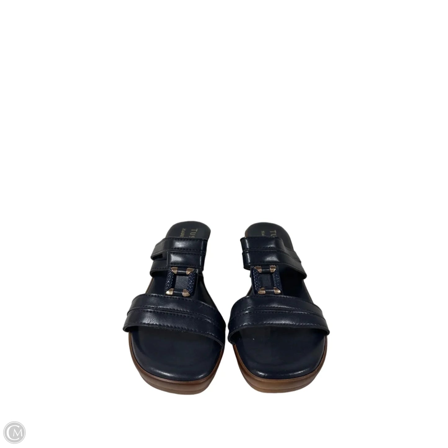 Sandals Heels Wedge By Clothes Mentor In Navy, Size: 6.5