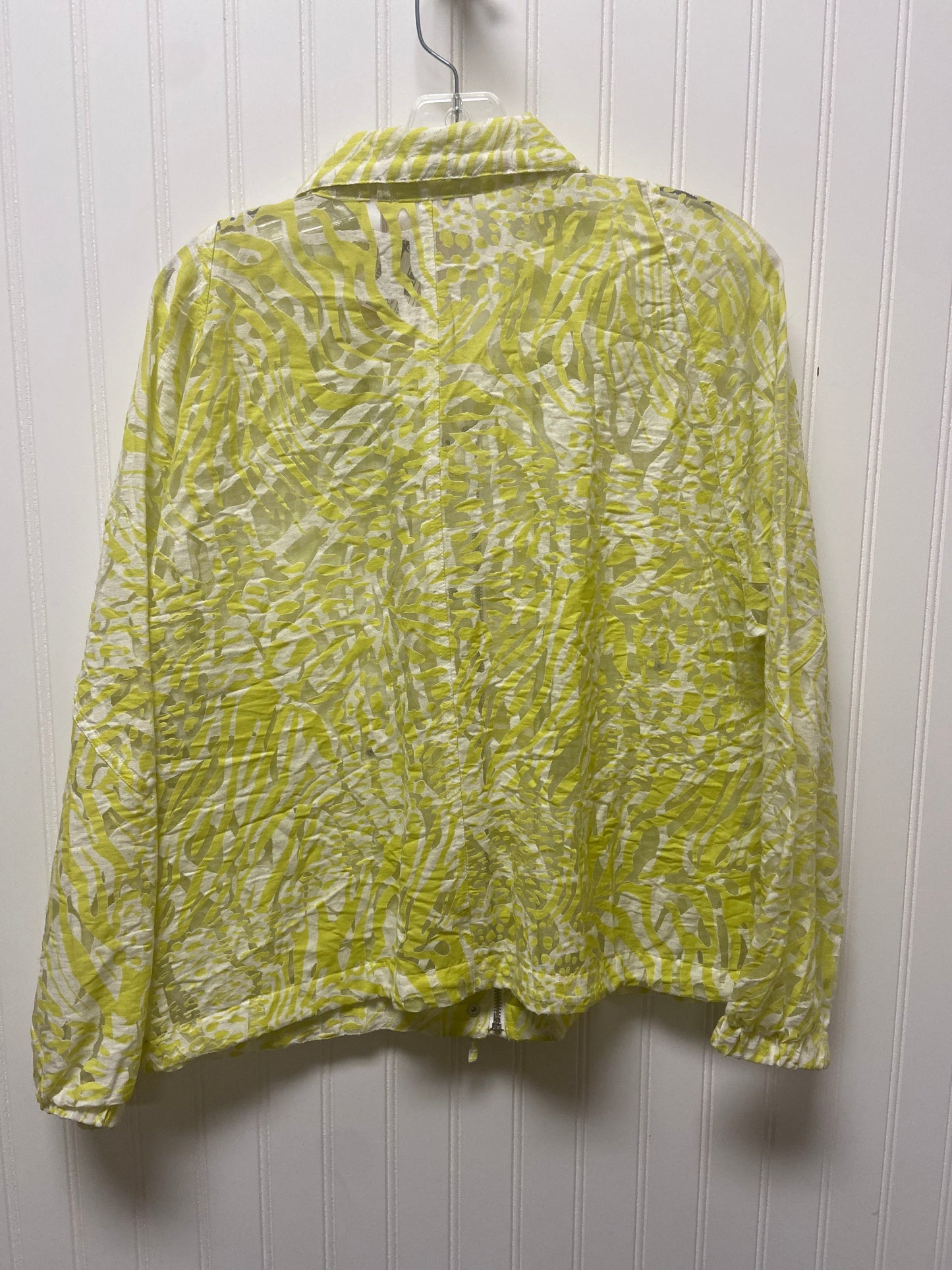 Jacket Shirt By Chicos In Chartreuse, Size: M