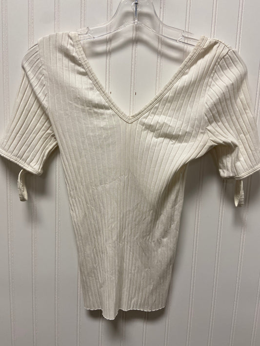 Cream Top Short Sleeve Designer Helmut Lang, Size Xs