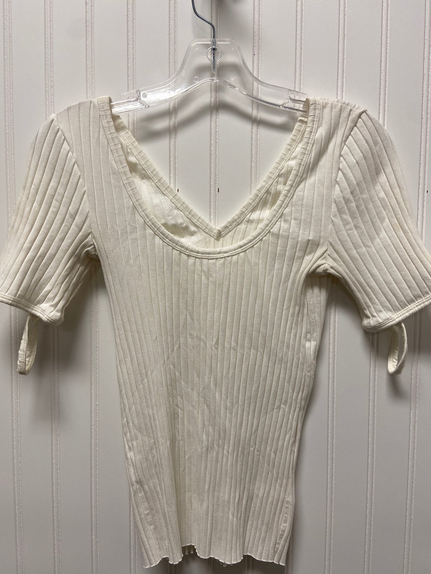 Cream Top Short Sleeve Designer Helmut Lang, Size Xs