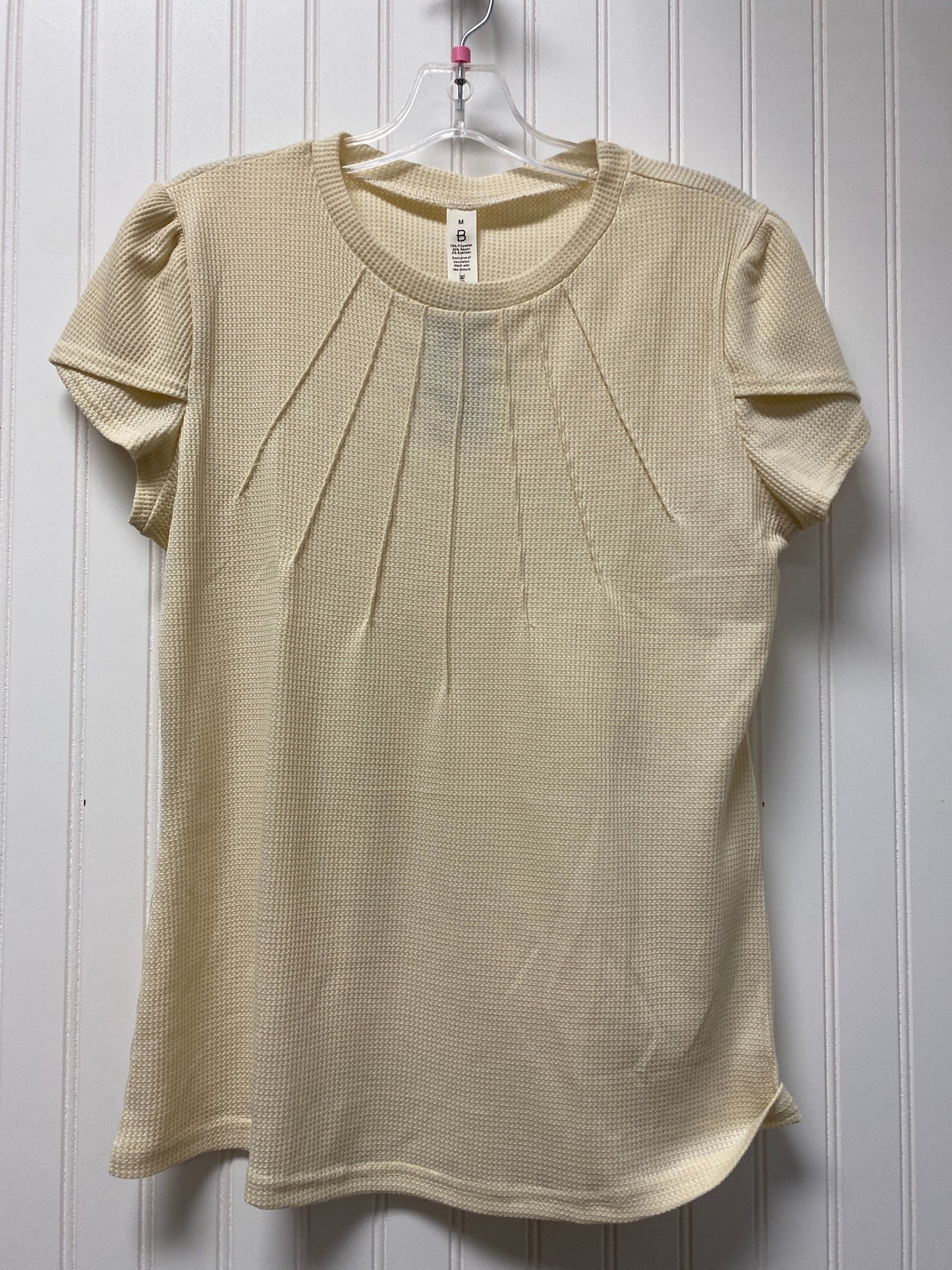 Beige Top Short Sleeve Clothes Mentor, Size M