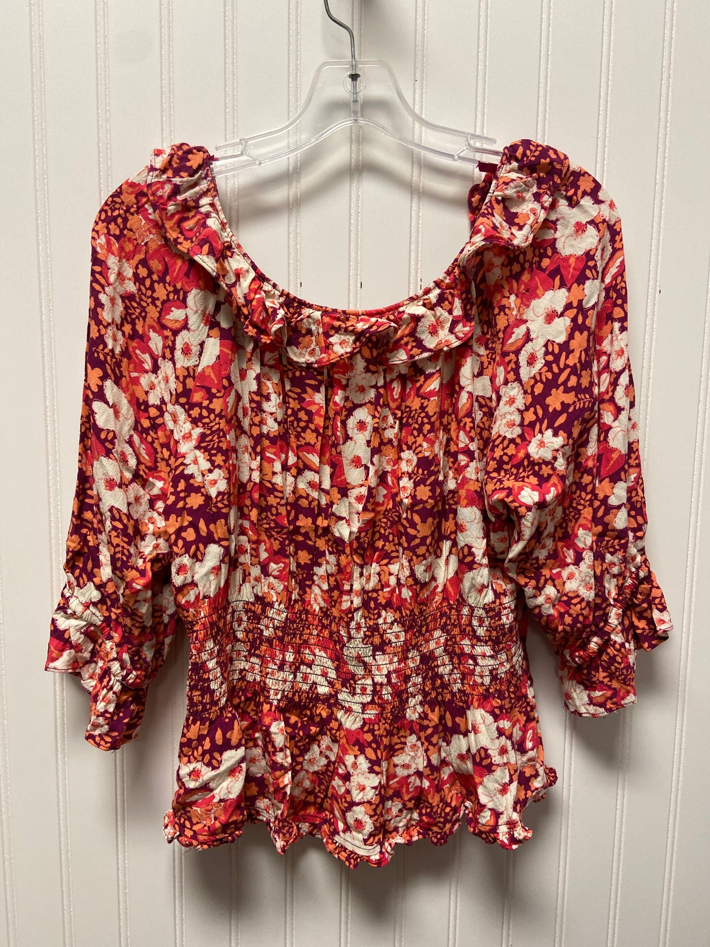 Purple Top 3/4 Sleeve Free People, Size L