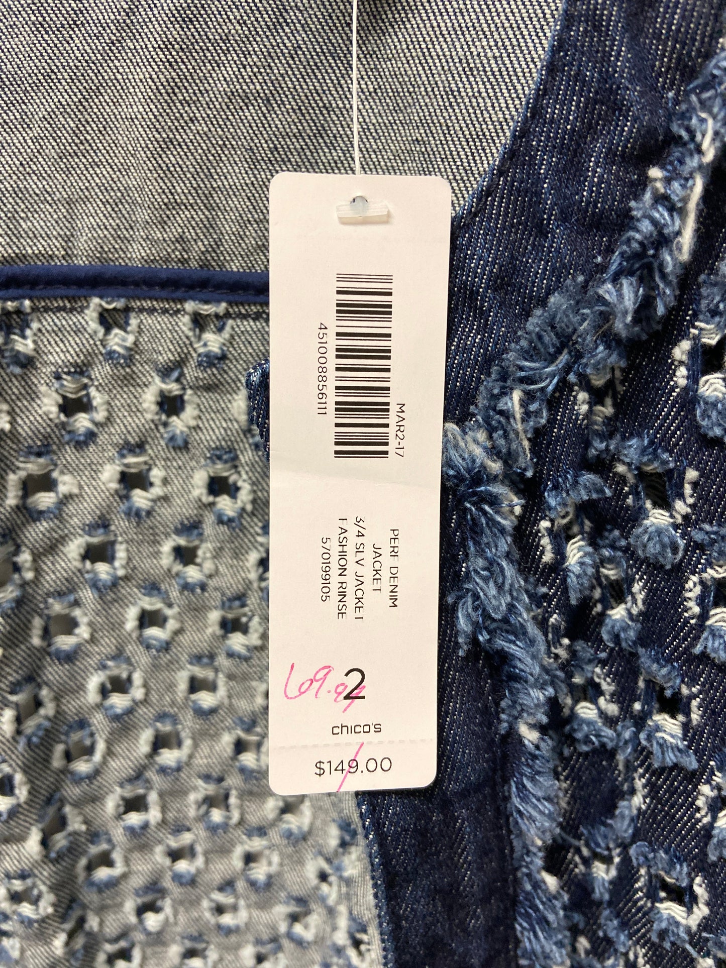 Jacket Denim By Chicos In Blue Denim, Size: L