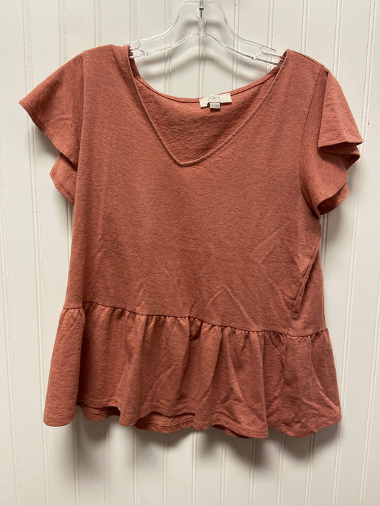 Pink Top Short Sleeve Basic Loft, Size M