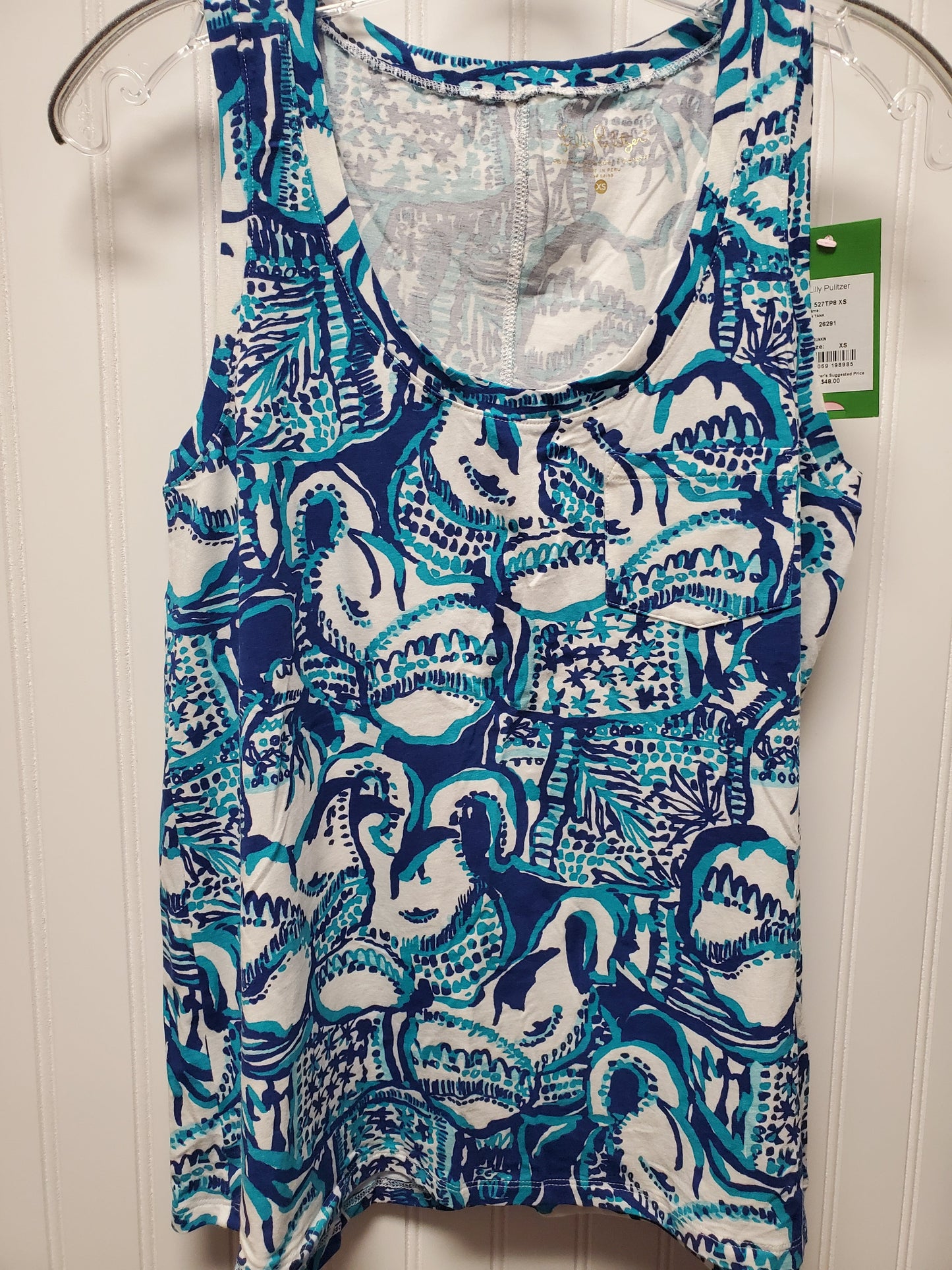 Top Sleeveless Designer By Lilly Pulitzer In Blue & White, Size: Xs