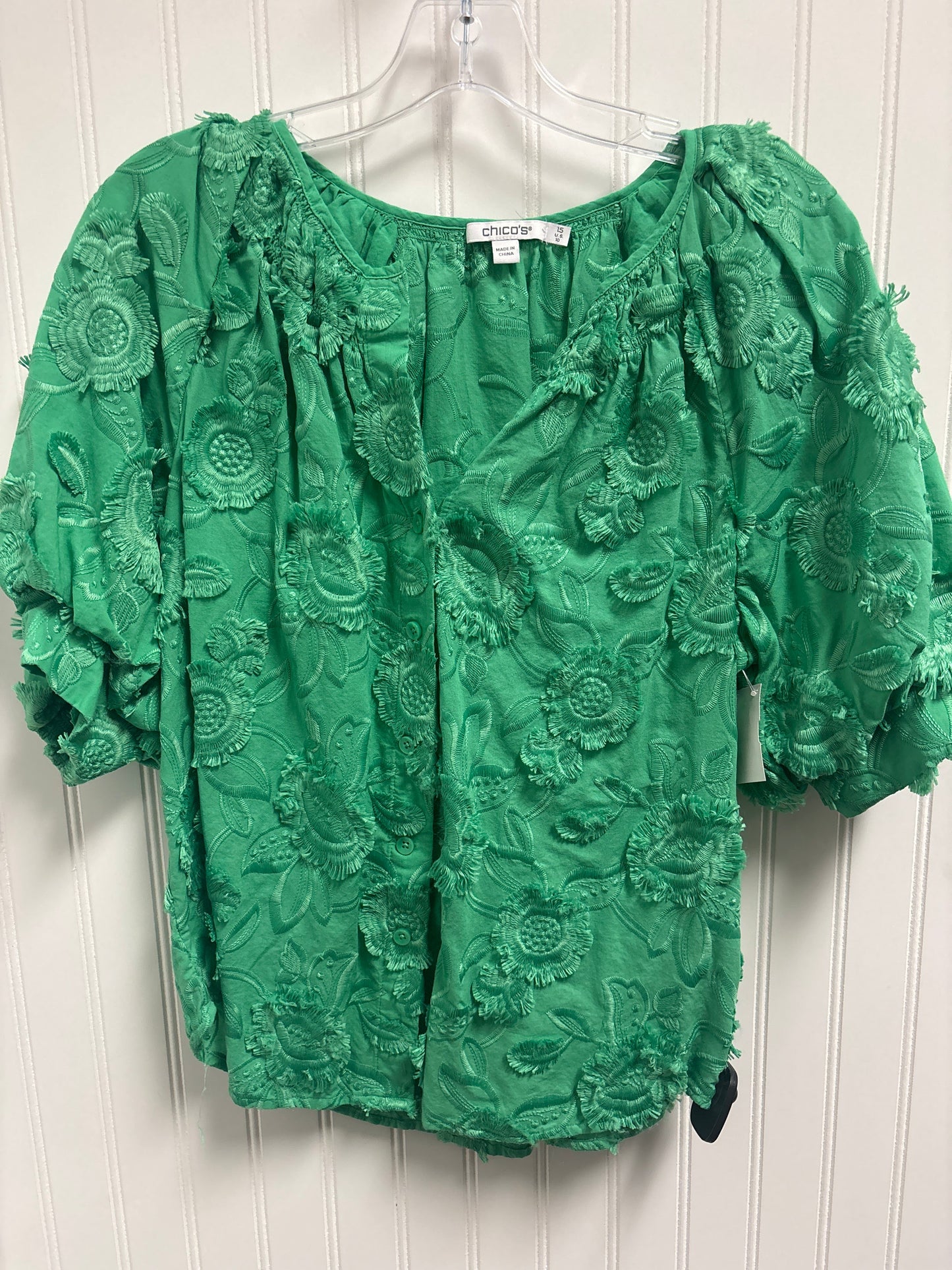 Top Short Sleeve By Chicos In Green, Size: M