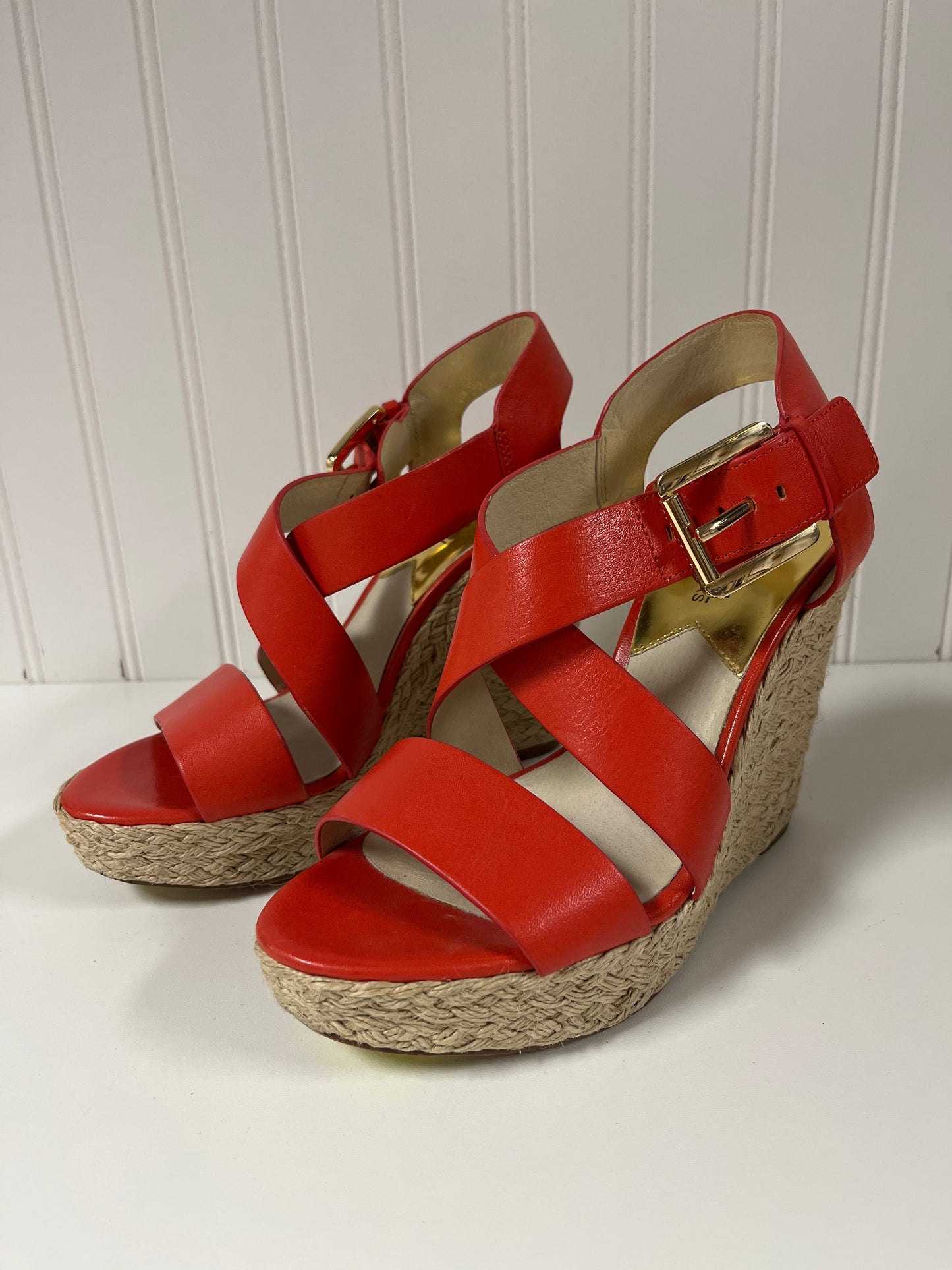 Sandals Heels Wedge By Michael By Michael Kors In Red, Size: 7