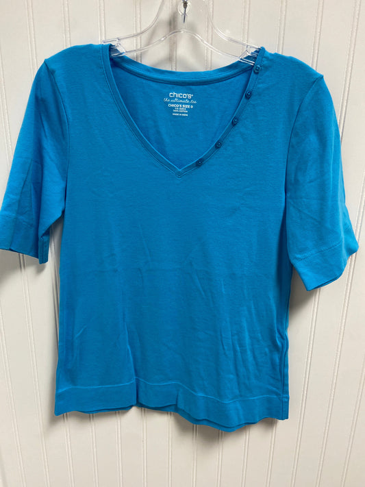 Top Short Sleeve Basic By Chicos In Blue, Size: S