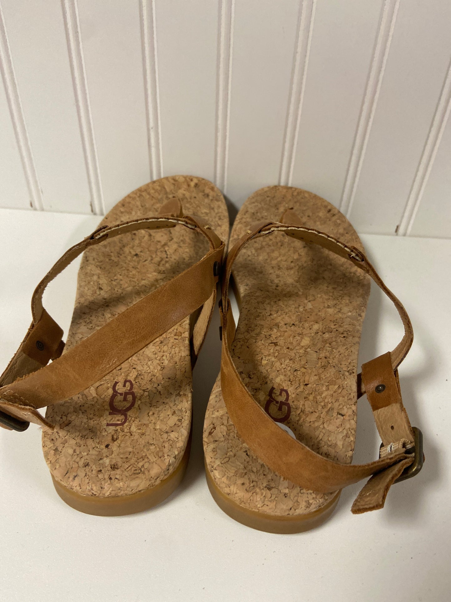 Sandals Designer By Ugg In Tan, Size: 8.5