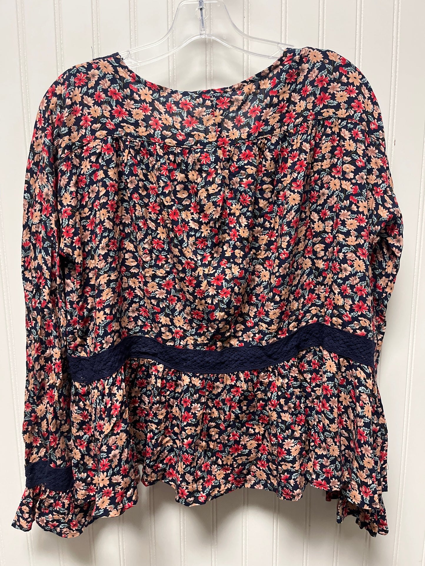 Top Long Sleeve By Easel In Floral Print, Size: L