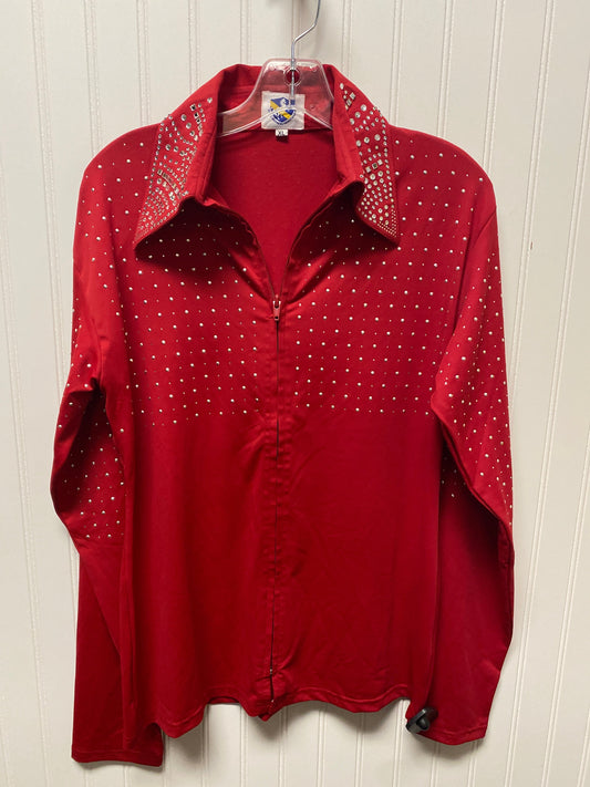 Athletic Top Long Sleeve Collar By Cmb In Red, Size: Xl