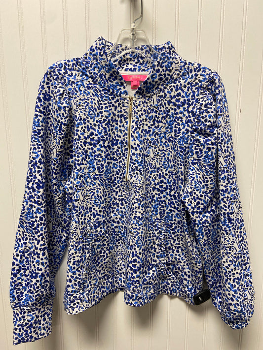 Top Long Sleeve Designer By Lilly Pulitzer In Blue & White, Size: L