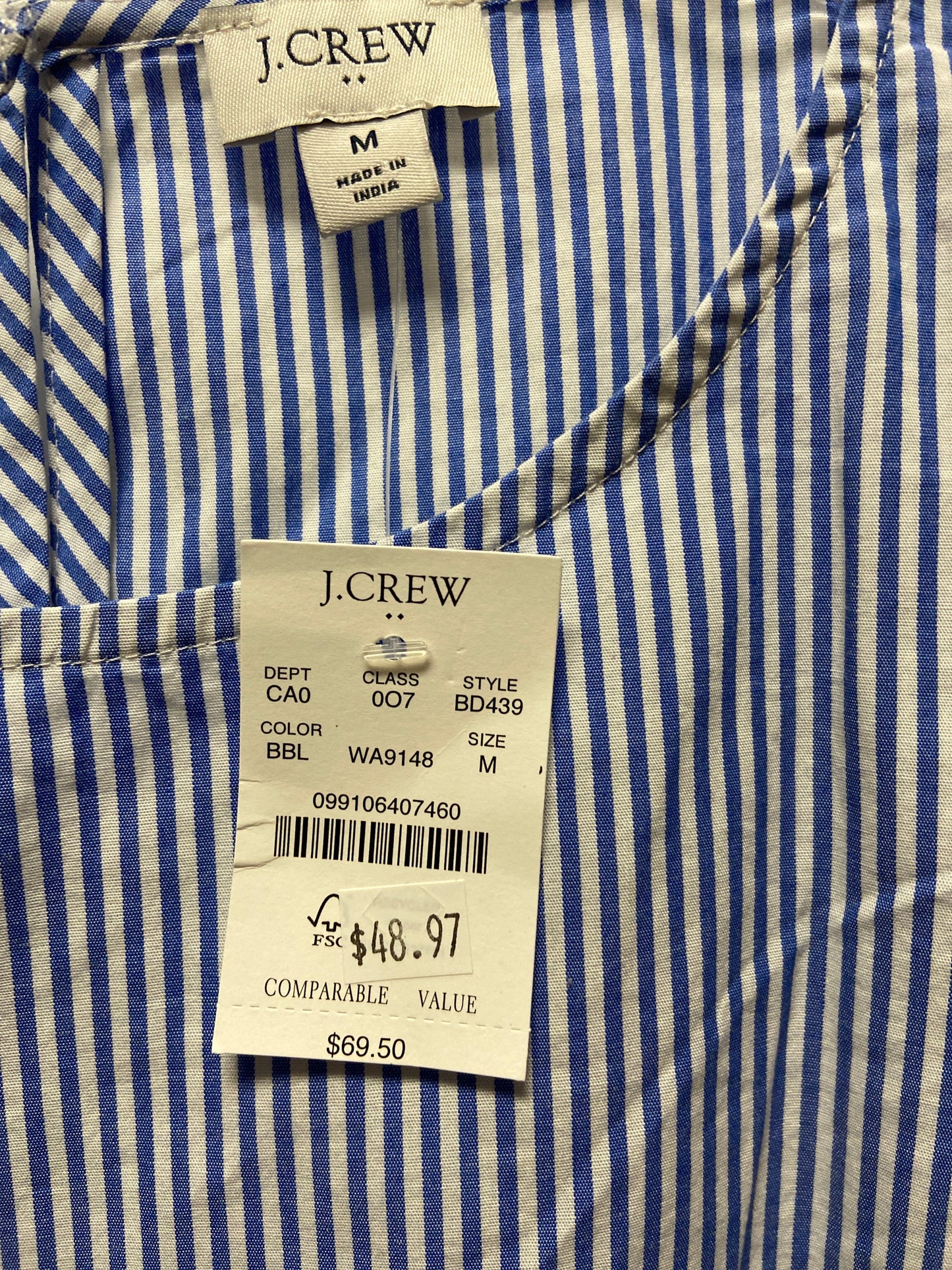 Top Long Sleeve By J. Crew In Striped Pattern, Size: M