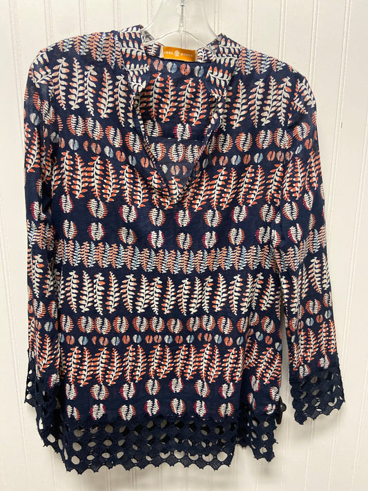 Top Long Sleeve Designer By Tory Burch In Blue & Pink, Size: S