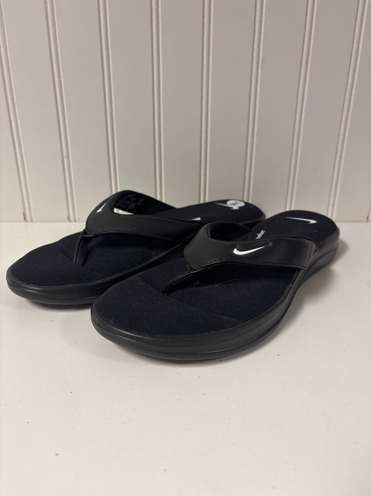 Sandals Flip Flops By Nike In Black, Size: 8