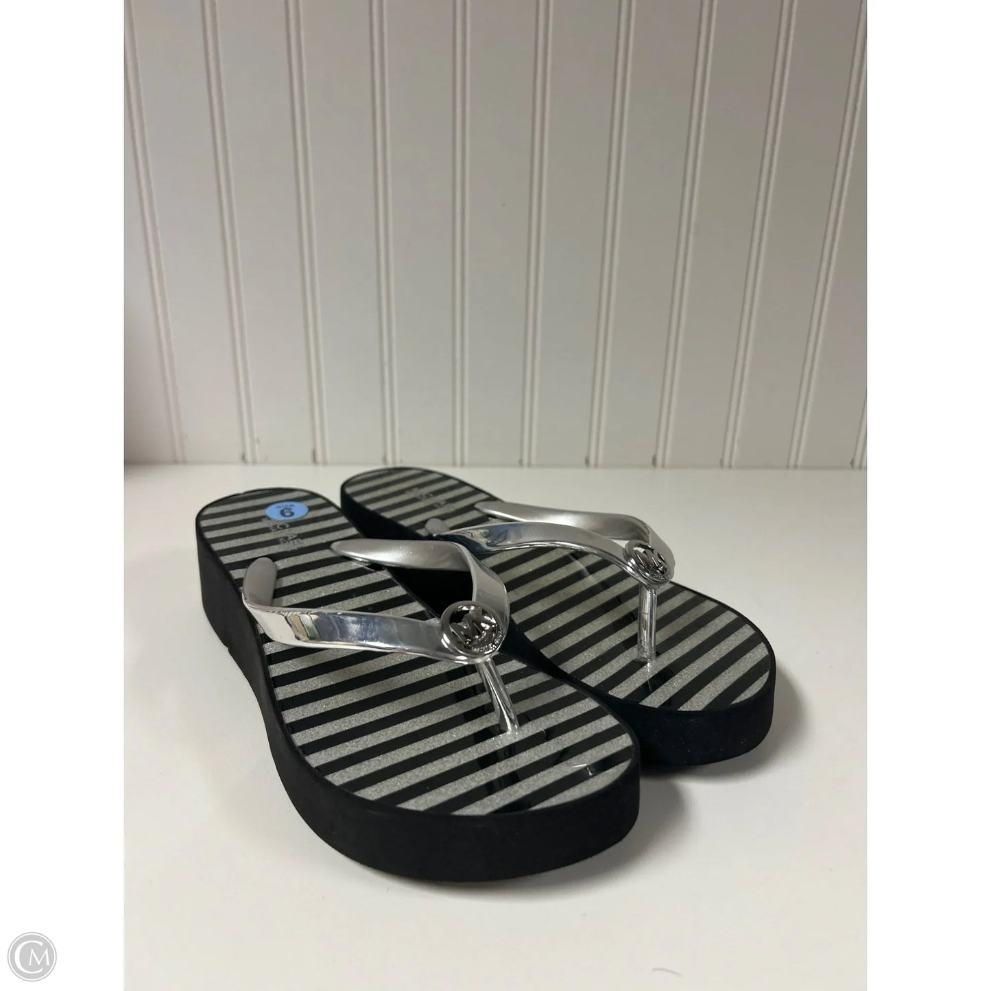 Sandals Flip Flops By Michael By Michael Kors In Striped Pattern, Size: 6