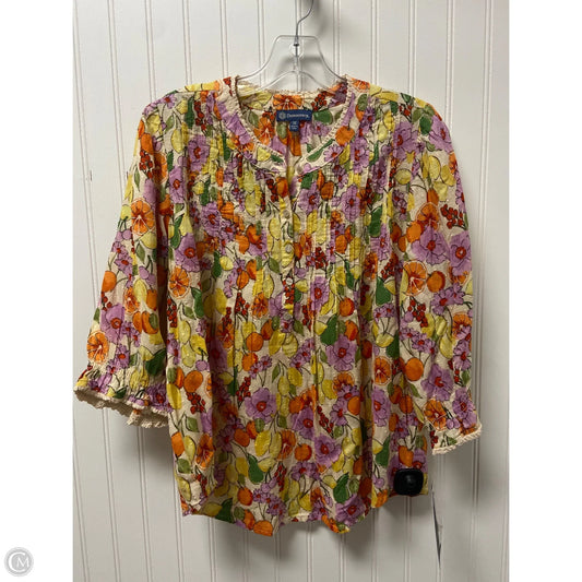 Top Long Sleeve By Democracy In Multi-colored, Size: M