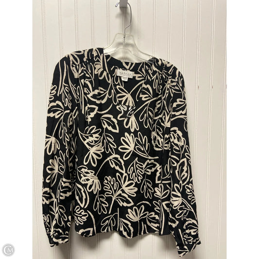 Top Long Sleeve By Velvet In Black & Cream, Size: S