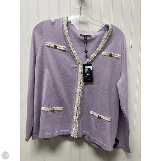Sweater Cardigan By Adrianna Papell In Purple, Size: M