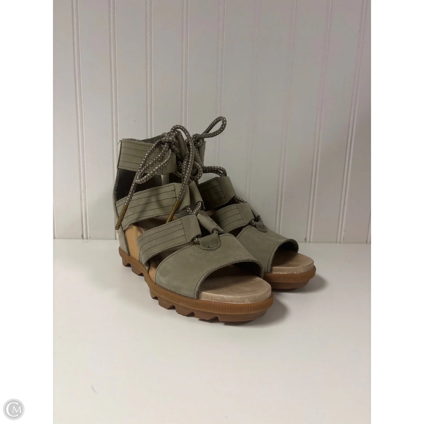 Sandals Heels Wedge By Sorel In Green, Size: 6.5