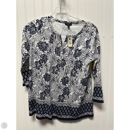 Top Long Sleeve Basic By Talbots In Blue & White, Size: Sp