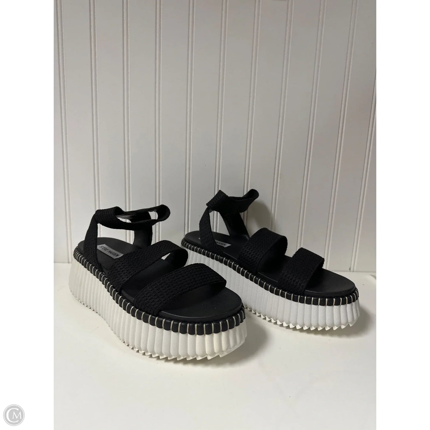Sandals Heels Platform By Steve Madden In Black, Size: 9