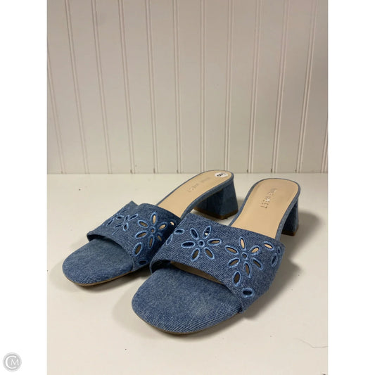 Sandals Heels Block By Nine West In Blue Denim, Size: 8