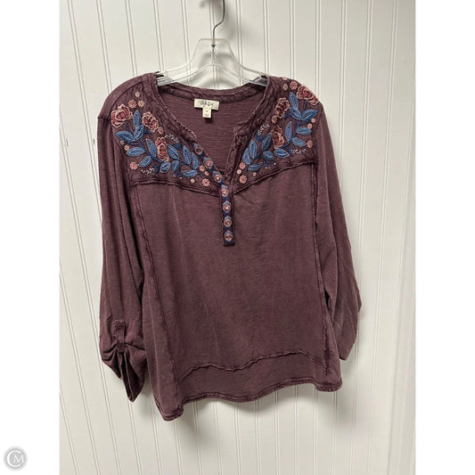 Top Long Sleeve By Style And Company In Maroon, Size: 1x