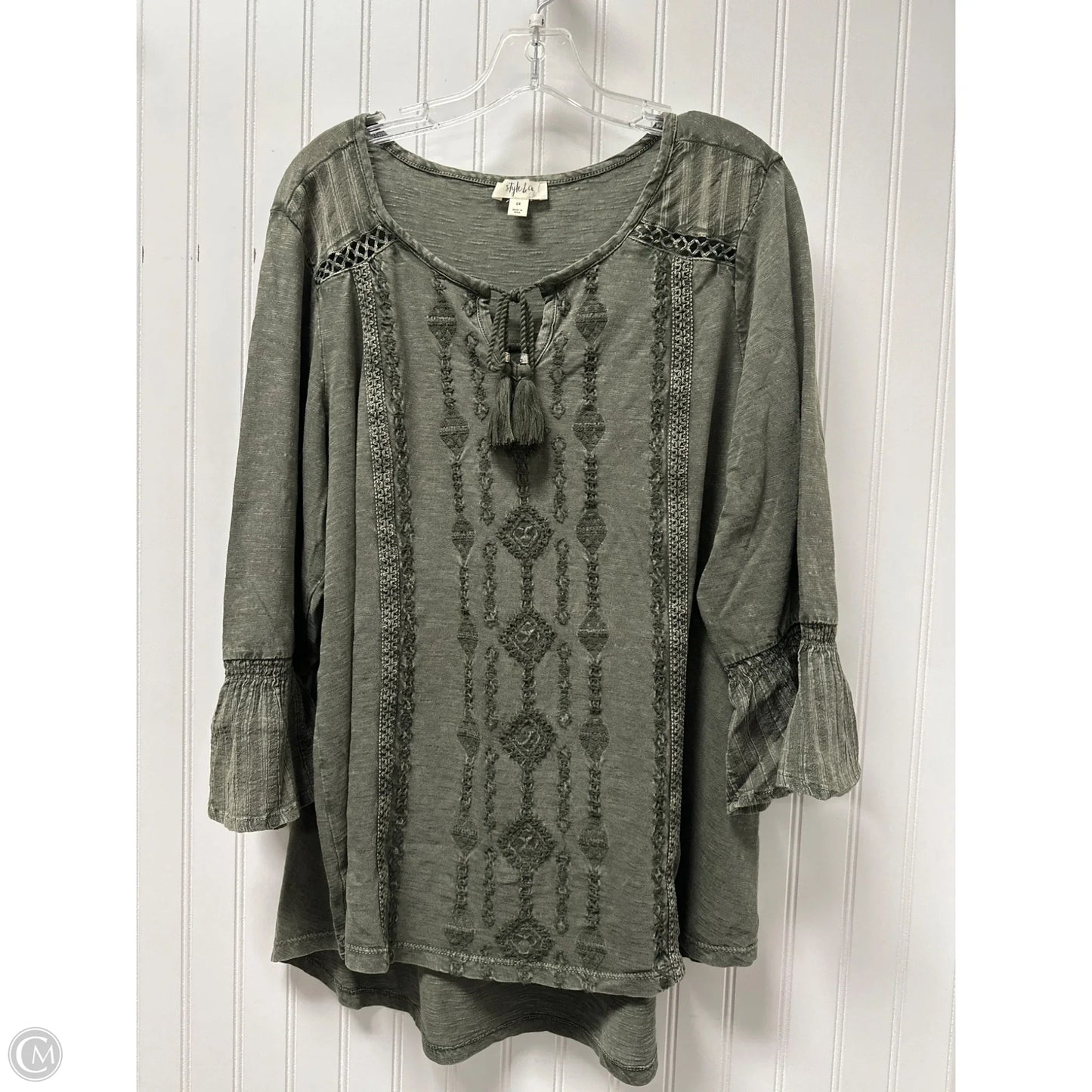 Top Long Sleeve By Style And Company In Green, Size: 2x