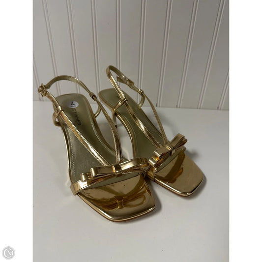 Sandals Heels Stiletto By Marc Fisher In Gold, Size: 7