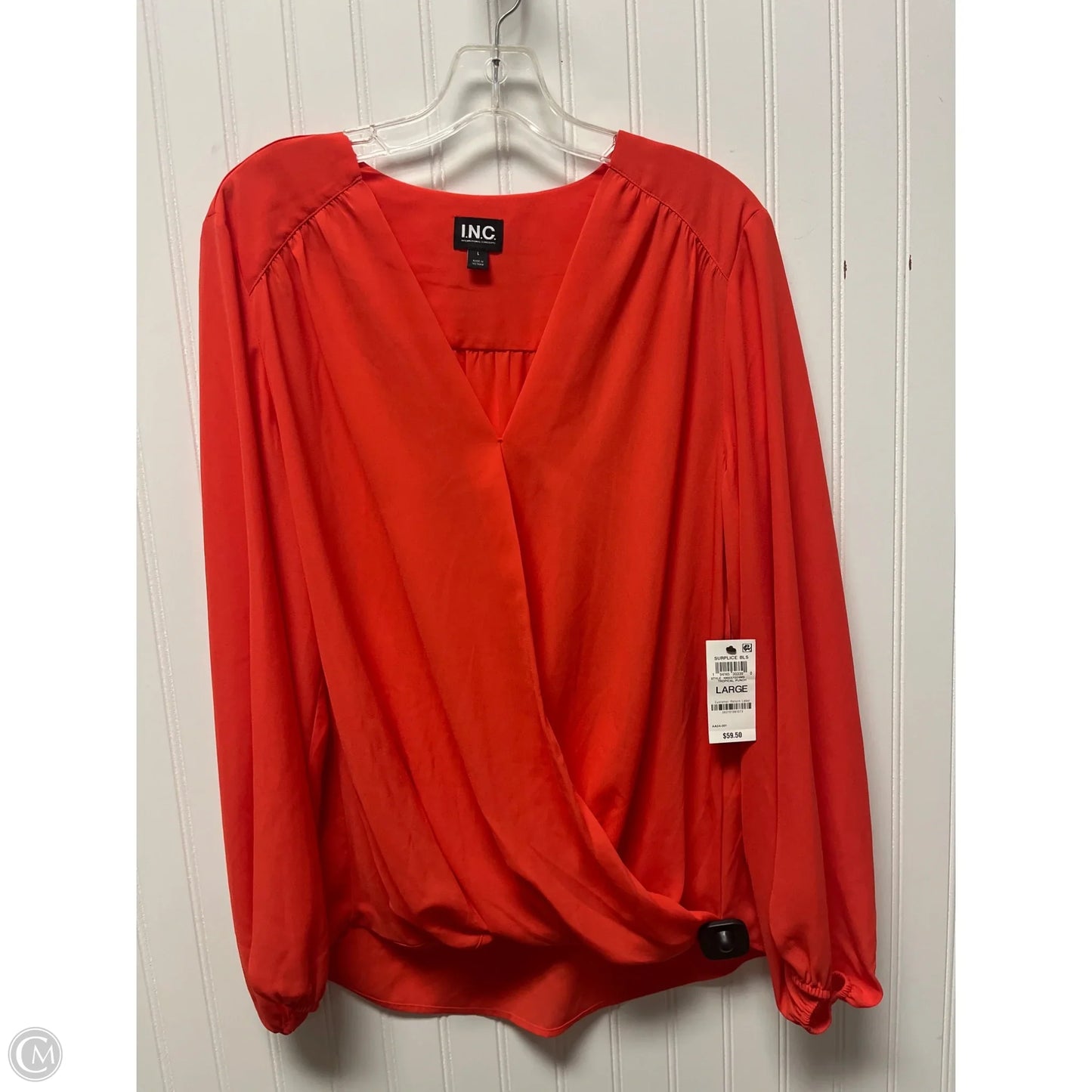 Top Long Sleeve By Inc In Red, Size: L