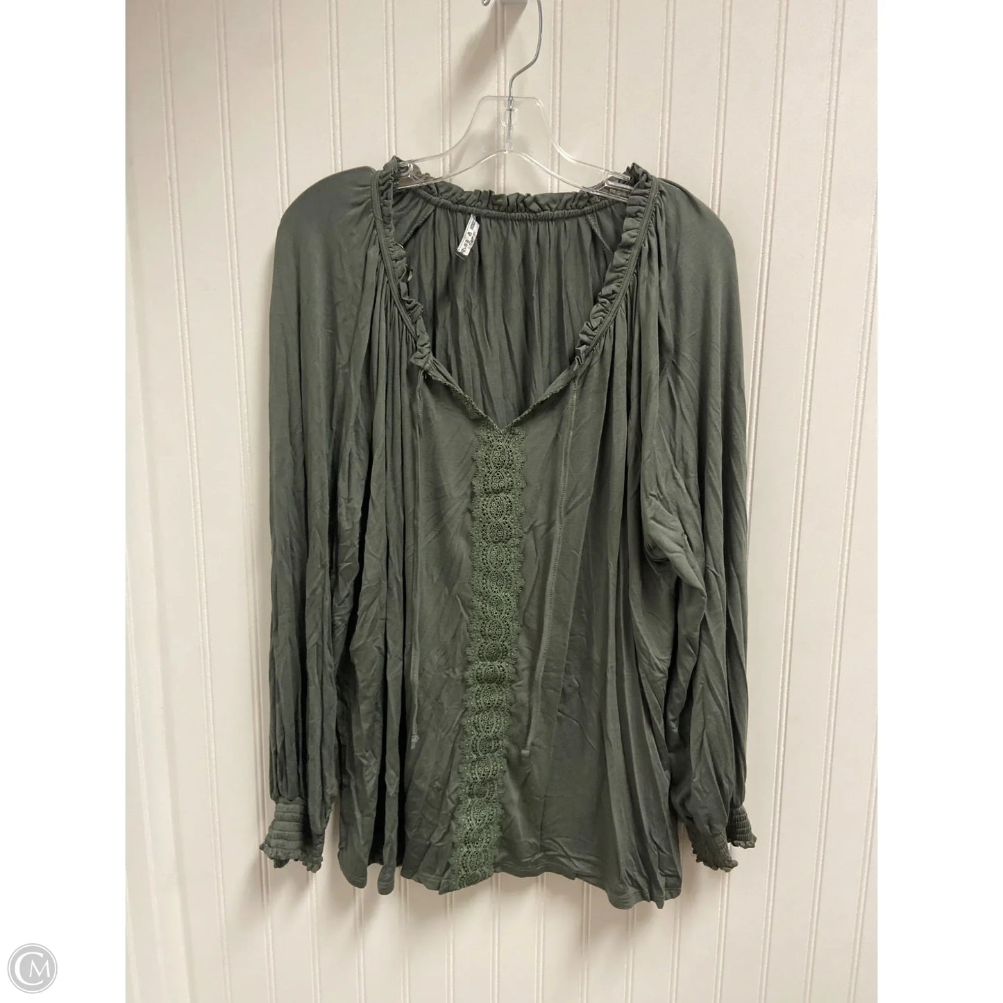 Top Long Sleeve By Cable And Gauge In Green, Size: 1x