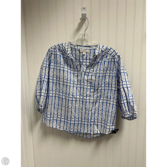 Top 3/4 Sleeve By Charter Club In Blue & White, Size: S