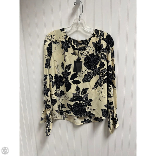Top Long Sleeve By Nicole Miller In Black & Cream, Size: S