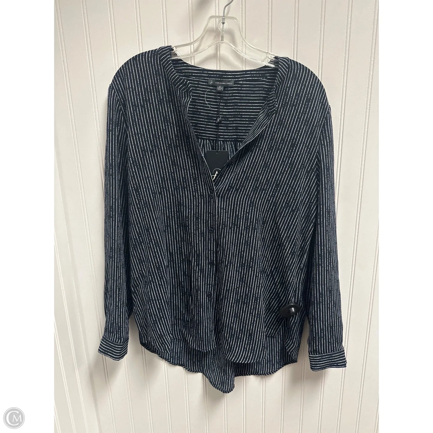 Top Long Sleeve By Adrianna Papell In Navy, Size: M
