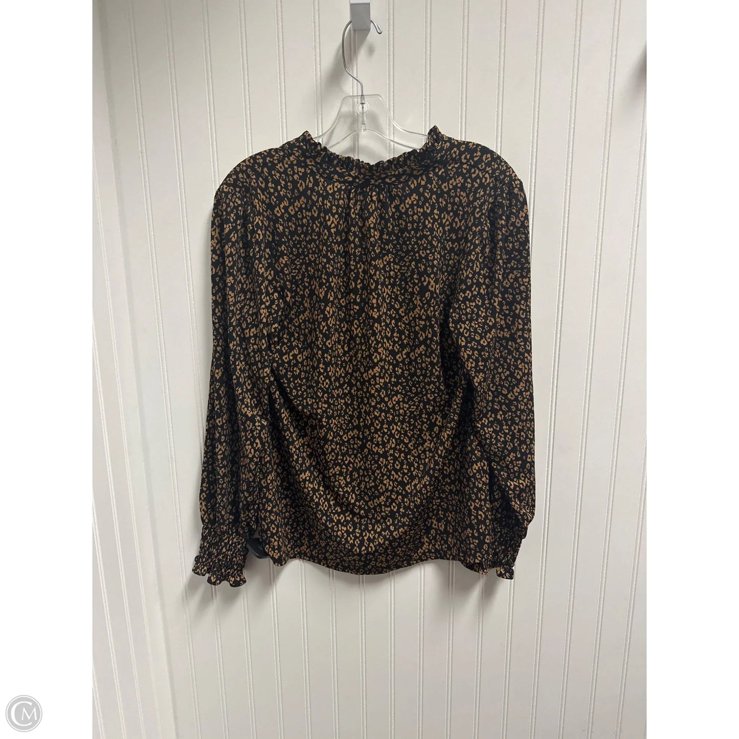 Top Long Sleeve By Adrianna Papell In Black & Brown, Size: M