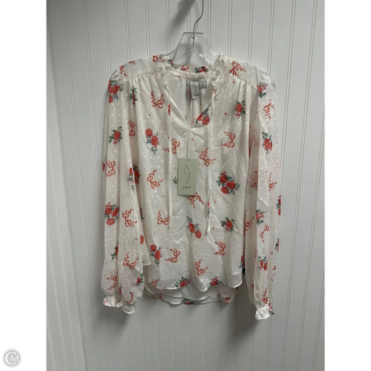 Top Long Sleeve By Joie In White, Size: M