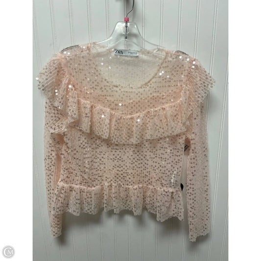 Top Long Sleeve By Zara In Pink, Size: M