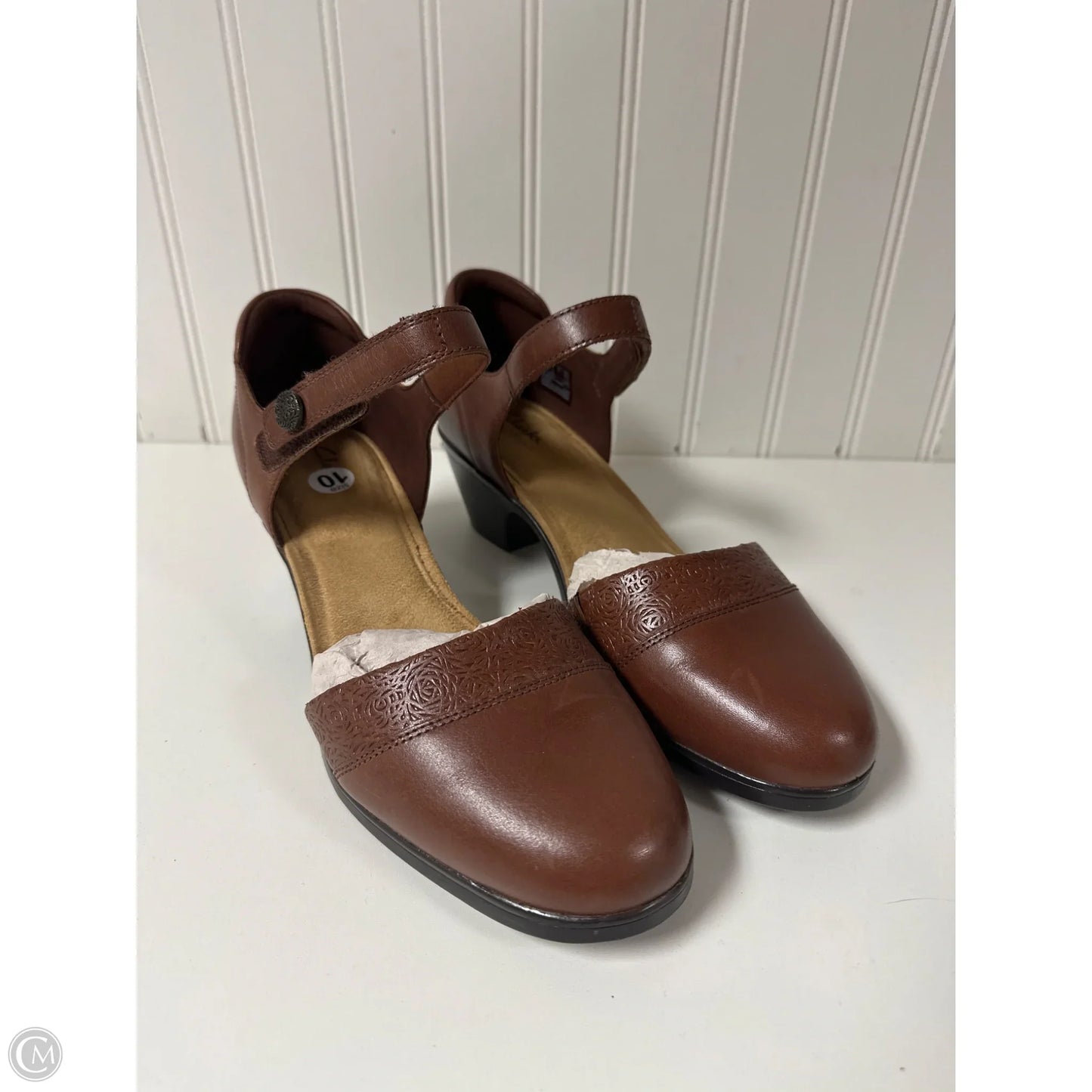 Shoes Heels Block By Clarks In Brown, Size: 10