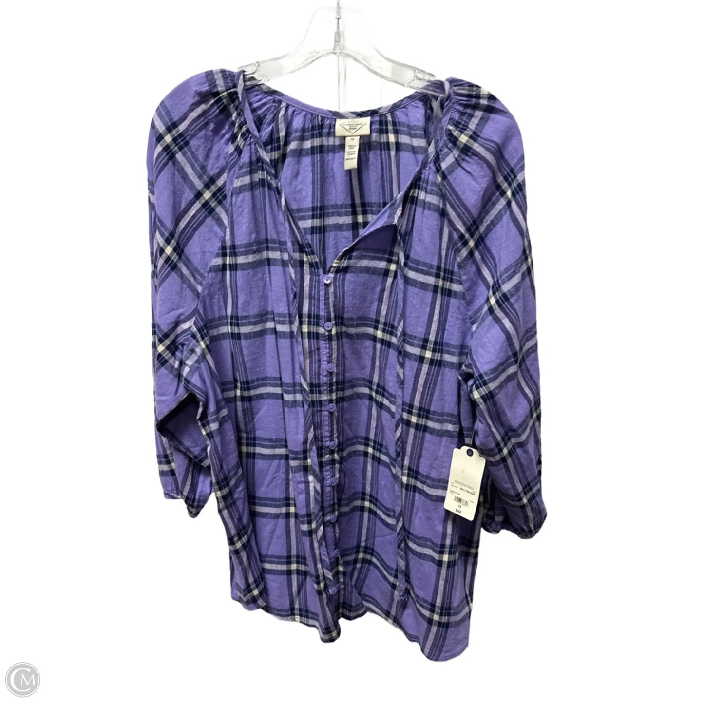 Top Long Sleeve By St Johns Bay In Purple, Size: 1x