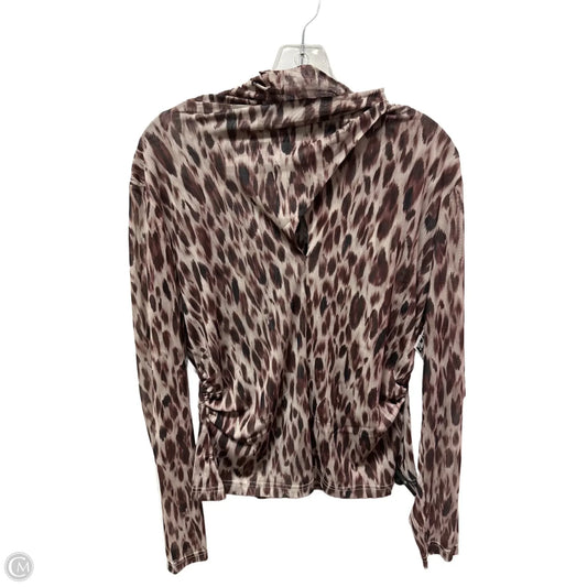 Top Long Sleeve By Nicole Miller In Brown & Cream, Size: Xl