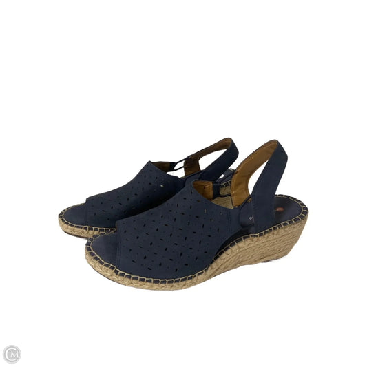 Sandals Heels Wedge By Clarks In Blue, Size: 8