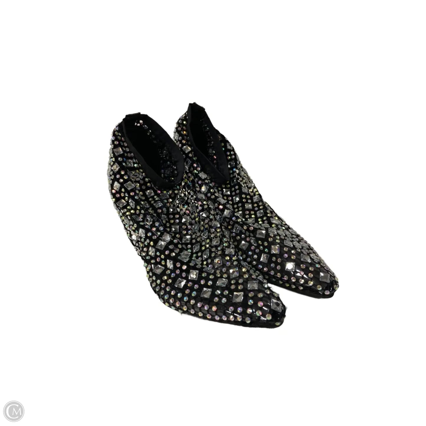 Boots Ankle Heels By Clothes Mentor In Black & Silver, Size: 7