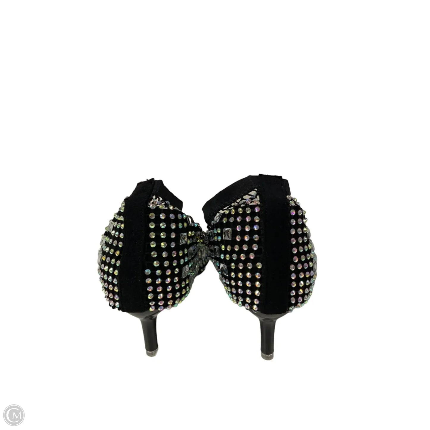 Boots Ankle Heels By Clothes Mentor In Black & Silver, Size: 7