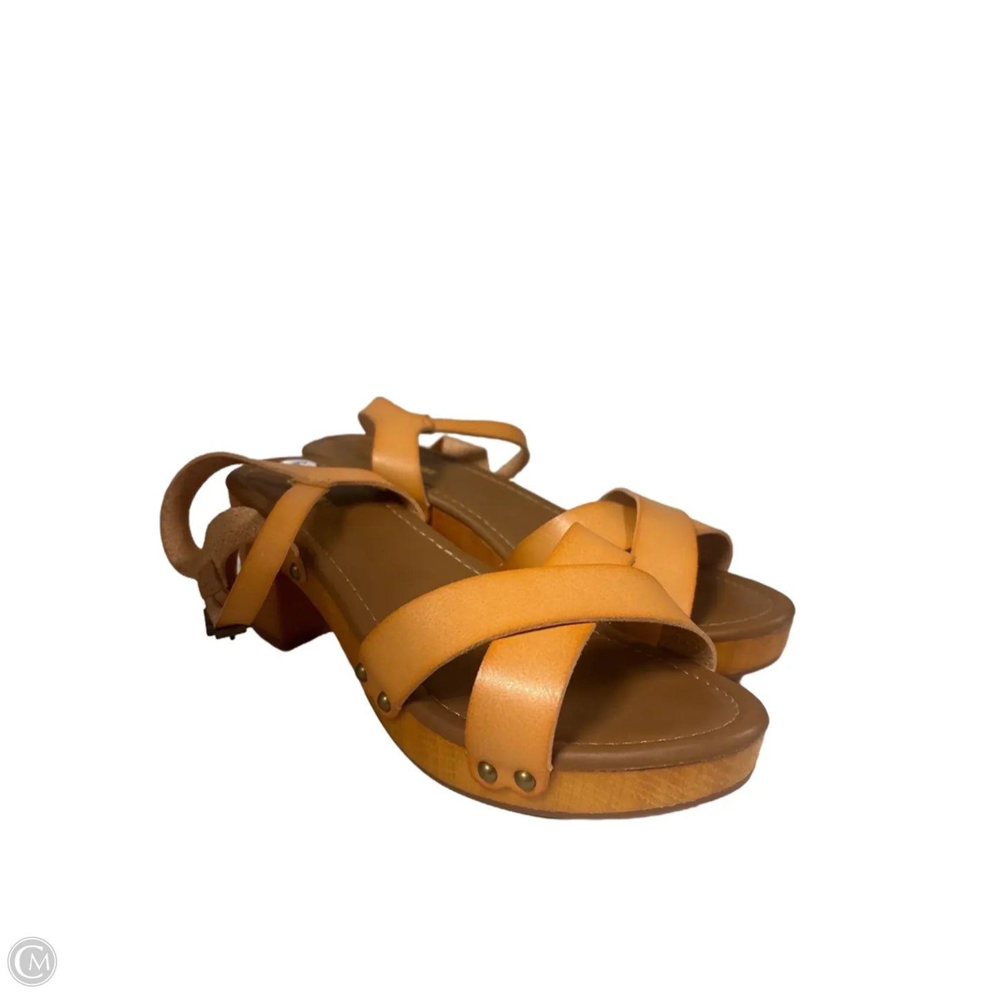 Sandals Heels Block By Cushionaire In Yellow, Size: 9.5