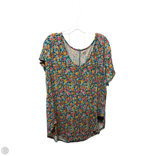 Top Short Sleeve Basic By Lane Bryant In Floral Print, Size: 3x
