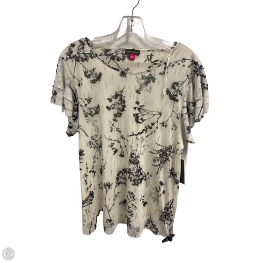 Top Short Sleeve By Vince Camuto In Cream & Silver, Size: L